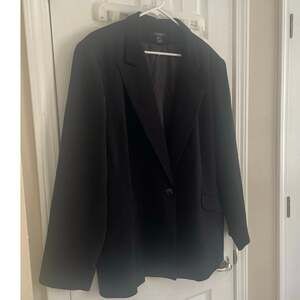 Women's LOUBEN Classic Black Blazer Jacket Long Sleeve One Button Lined, A93